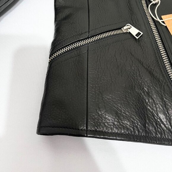 NWT APC FLORENCE BLACK LEATHER JACKET - 34 (XS) - Picture 15 of 16